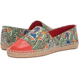 NIB Tory Burch  Color Block Flat Espadrille Orange Something Wild/Spicy Orange
